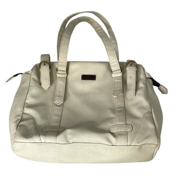 MATT & NAT Shoulder Bucket Bag Cream Phone Pocket Zip Vegan Grain Leather *As Is - Picture 1 of 15